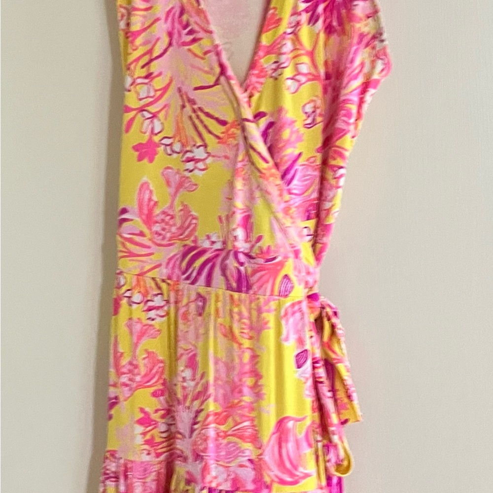 Lilly Pulitzer Mini Dress Pink and Yellow Tropical Print